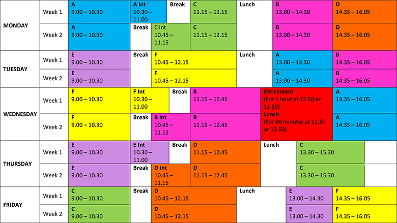 Timetable for 2023/24 — Solihull Sixth Form College